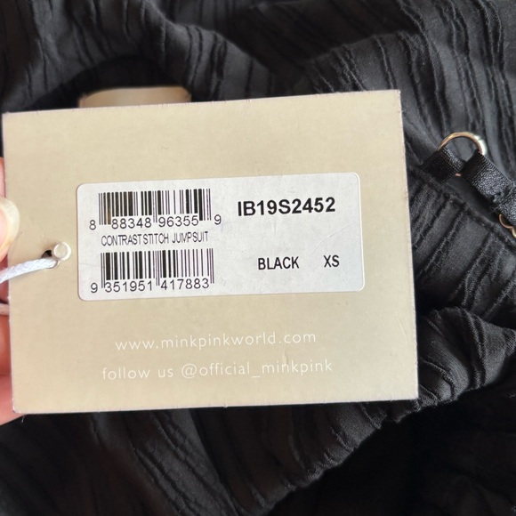 MINKPINK Black Ruffle Textured Contrast Stitch Jumpsuit Size XS - Picture 8 of 11